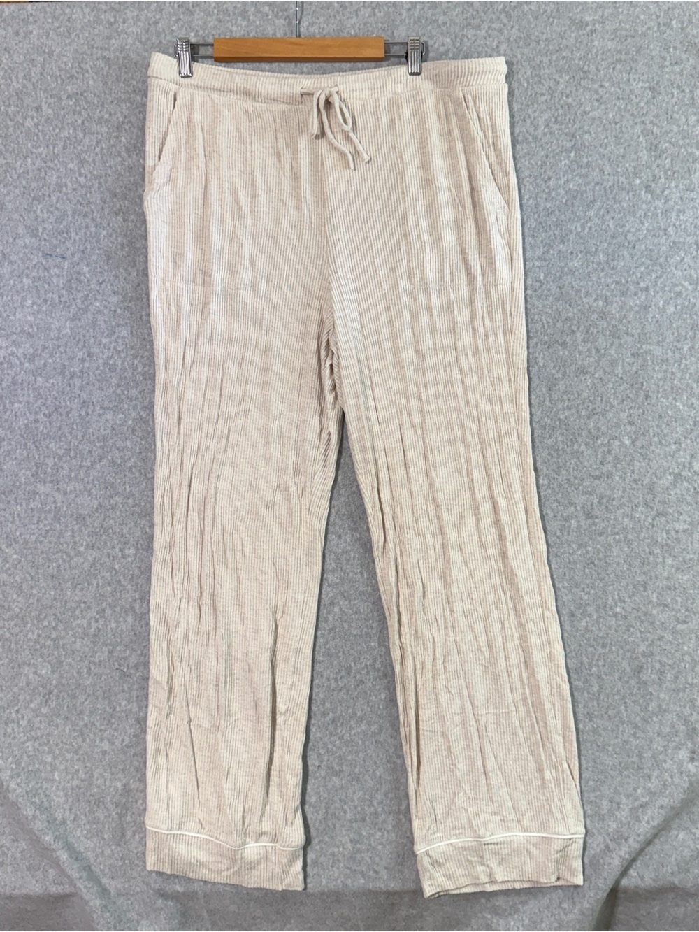 Auden Ribbed Drawstring Lounge Pants in Light Beige